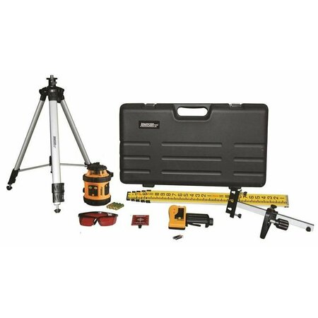 JOHNSON LEVEL & TOOL Johnson Laser Level Kit, 200 ft, +/-1/8 in at 50 ft Accuracy, Red Laser 40-6517